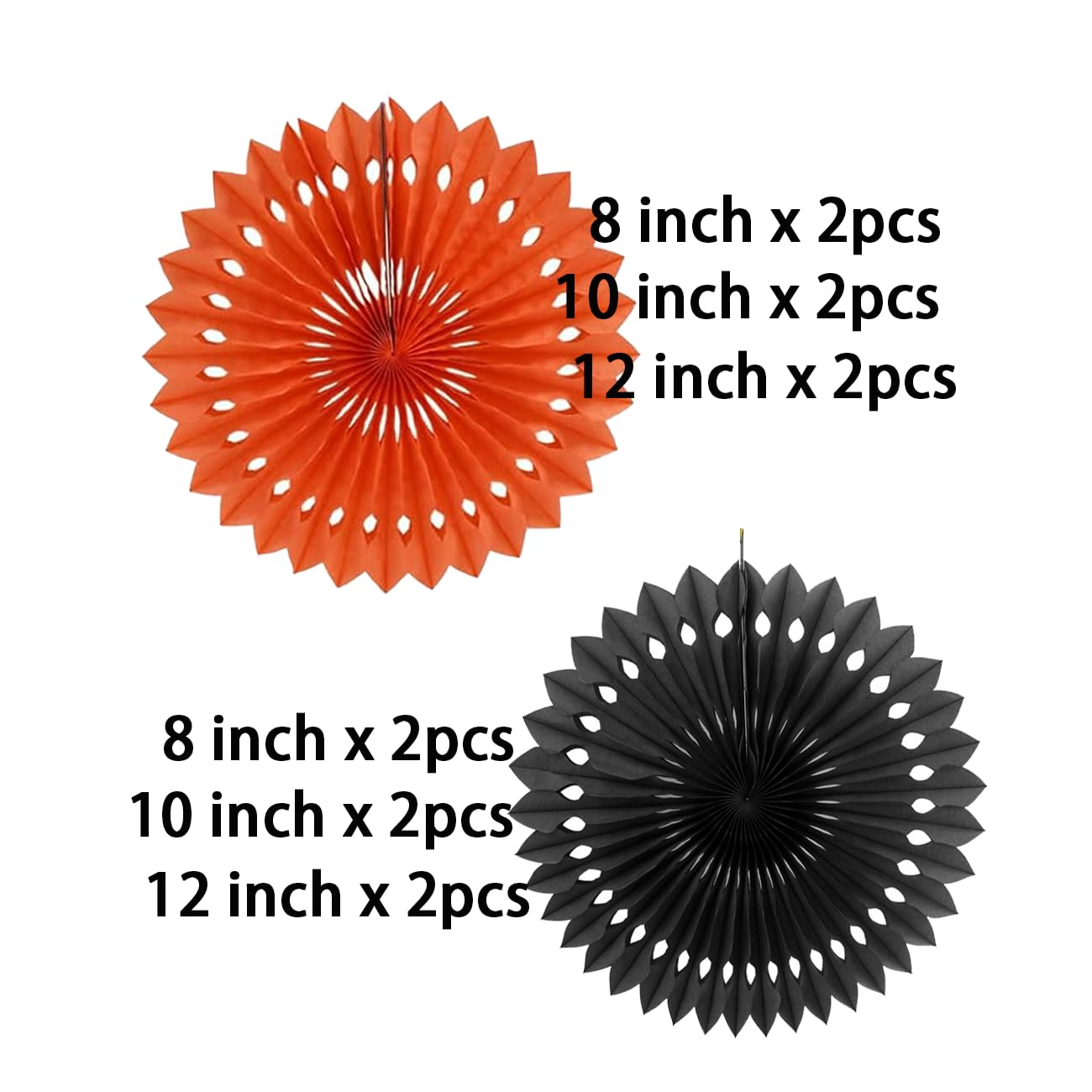 CC wonderland zone 12PCS Black and Orange Paper Fans Party Decorations,Hanging Ceiling Honeycomb Round Tissue Paper Fans for Halloween Party Decorations