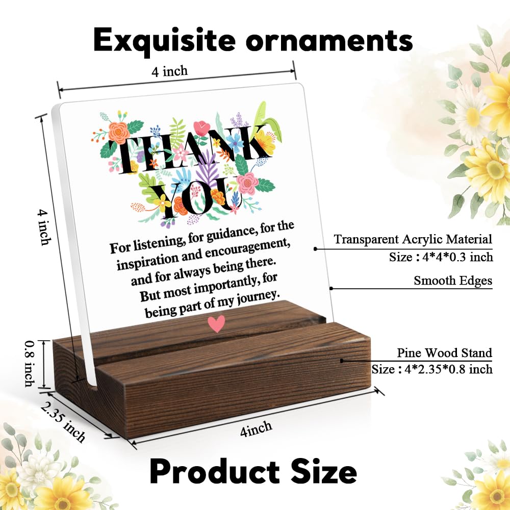 Juoqg Thank You Acrylic Sign with Wooden Stand, Funny Appreciation Gift for Men Women, Thank You Gift for Boss Mentor Leader, Employee Appreciation Gift, Thanksgiving Gift for Colleague Coworker B