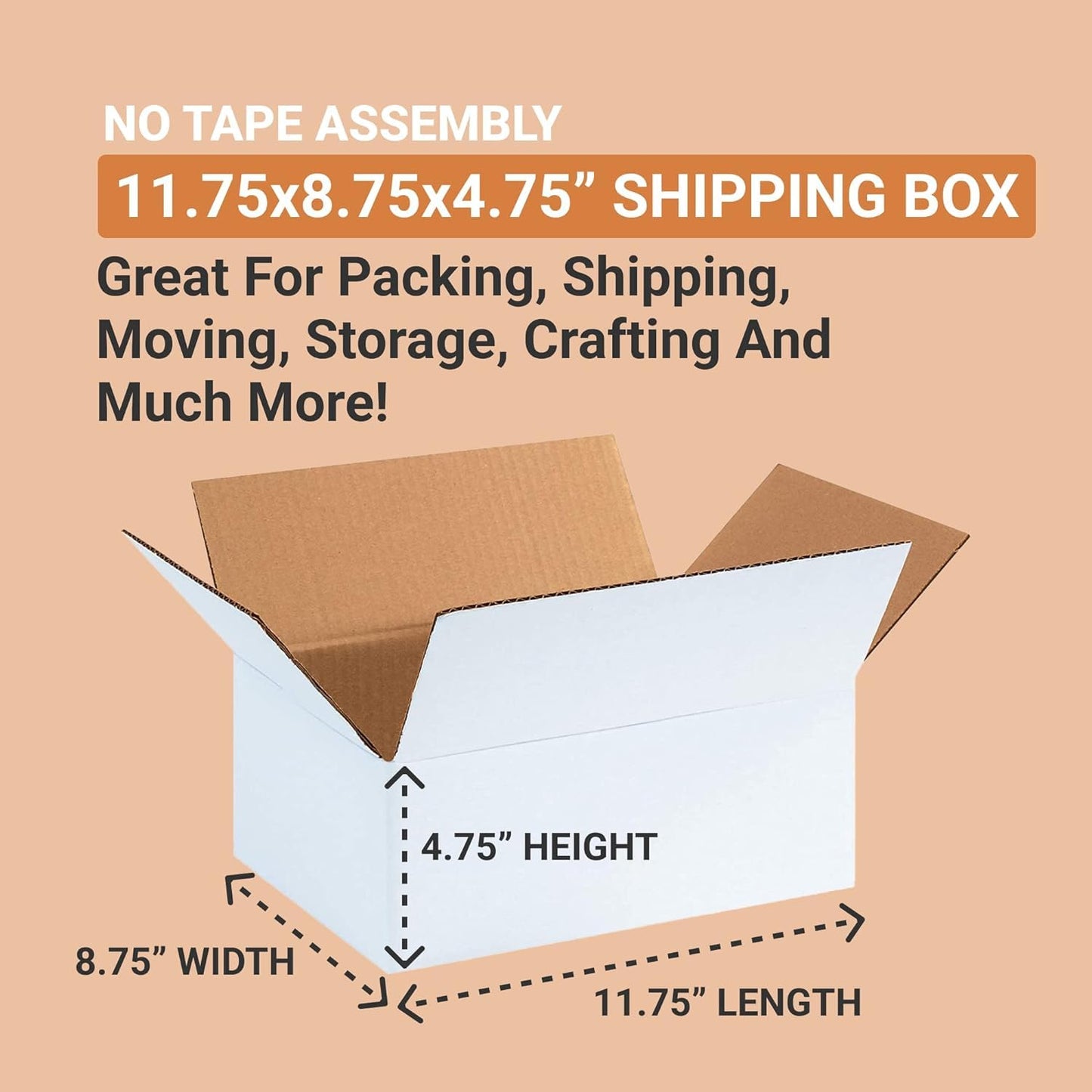 BOX USA Shipping Boxes Small 12"L x 10"W x 8"H 25-Pack - Corrugated Cardboard Box for Moving, Mailing, Packing, Packaging and Storage