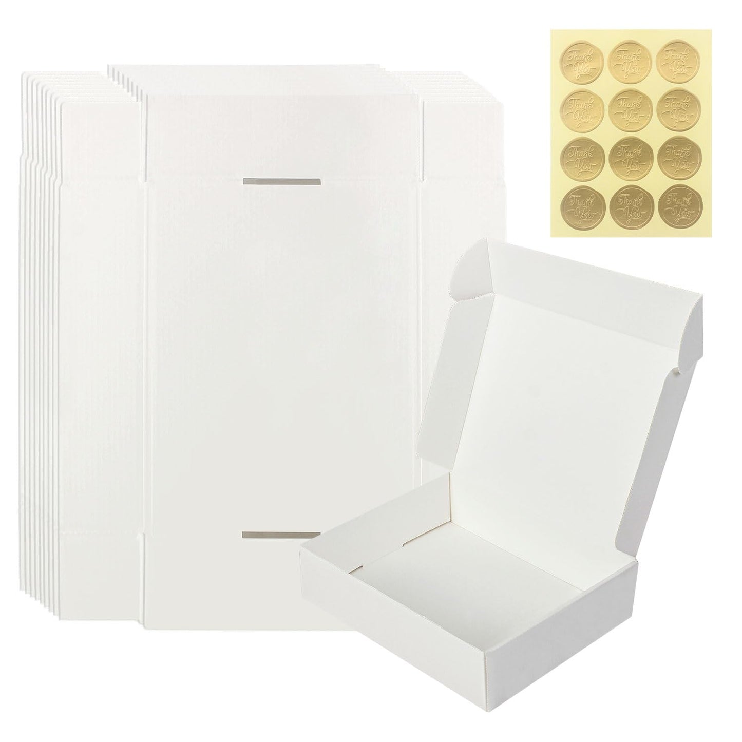 JAGERGREEN White Gift Box with Lid, 8.6x6.7x2.1 Inches Small Collapsible Gift Boxes with Seal Stickers for Birthday, Valentine’s Day, Bridesmaid Proposal, Wedding, Party Favor, Presents (Pack of 10)