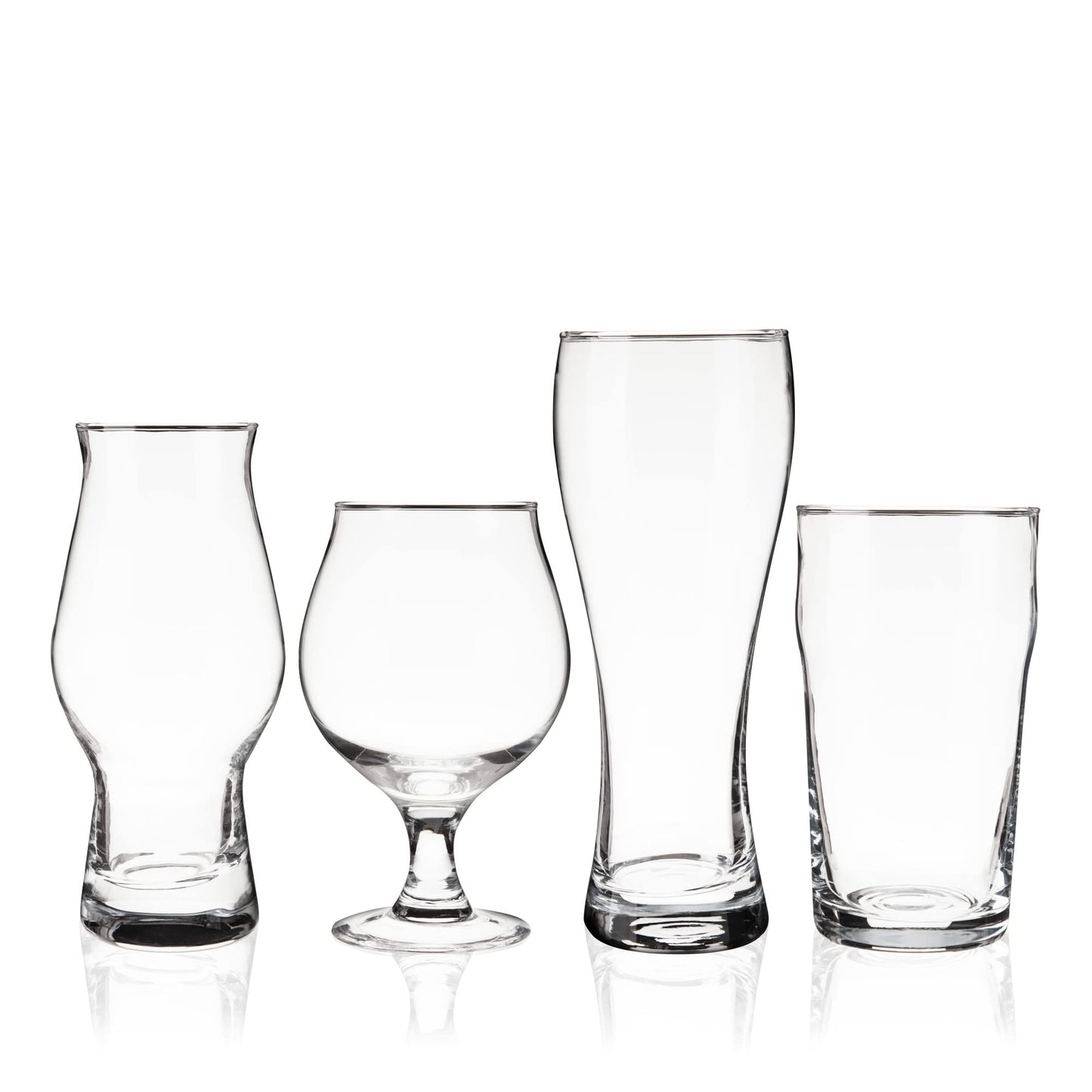 True Beer Glasses Gift Set, Durable Clear Tasting Kit for IPA, Belgian Ales, Wheat Beers, Stouts, Porters, Perfect for Beer Lovers, Home Bar, Birthday Gifts for Men, Set of 4