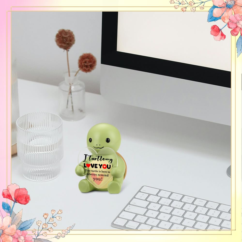 FOUGSTA Inspirational Office Decor, Cute Turtle Heart Gift for Kid, Teen, Positive Desk Decor Gifts for Women, Men, Cute Heart Turtle Decor for Home Office, XXS5