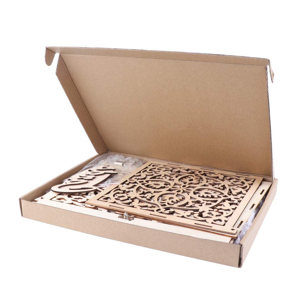 Funyear DIY Rustic Wedding Card Box with Lock, Wooden Gift Card Box Holder Graduation Card Box Money Box for Wedding Reception Deco, Baby Showers, Birthday Party Decorations