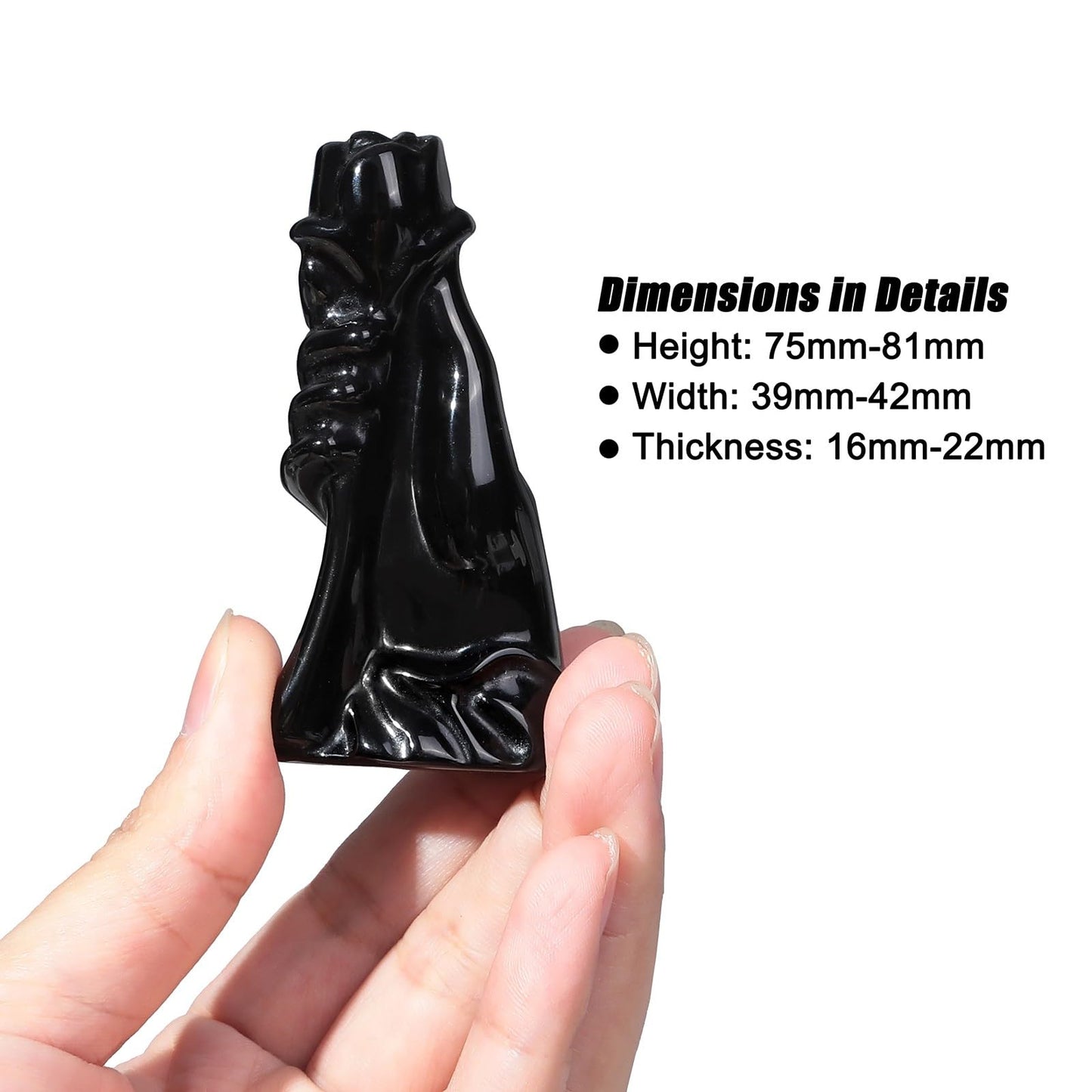 TUMBEELLUWA Hand Holding Rose Crystal Figurine Decor for Table Shelves, Love Sign Hand Statue Flower Sculpture Romantic Gifts for Women, Black Obsidian