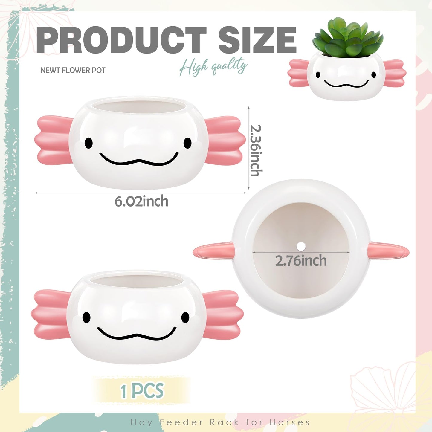 RimCereal Axolotl Planter Axolotl Gifts for Men Women Cute Succulent Pots Plant Pots Pen Holder for Christmas Desk Office Home Decoration 6.02 x 2.36 Inches