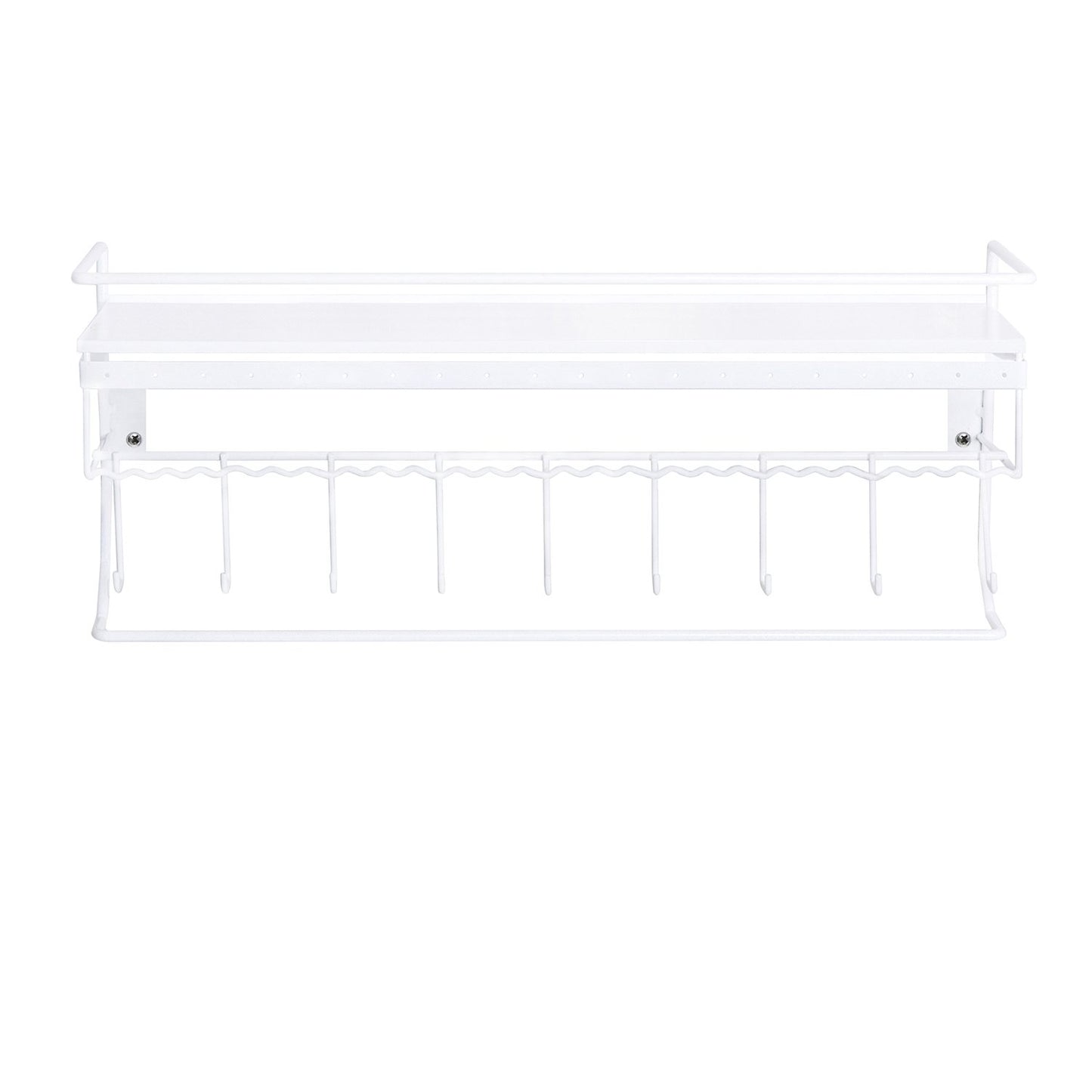 JackCubeDesign White Metal Necklace Jewelry Organizer Wall Mount Jewelry Holder Shelf Mounted Hanging Storage Hooks for Necklace, Earrings, Sunglasses, and Aesthetic Room Decor – MK238B