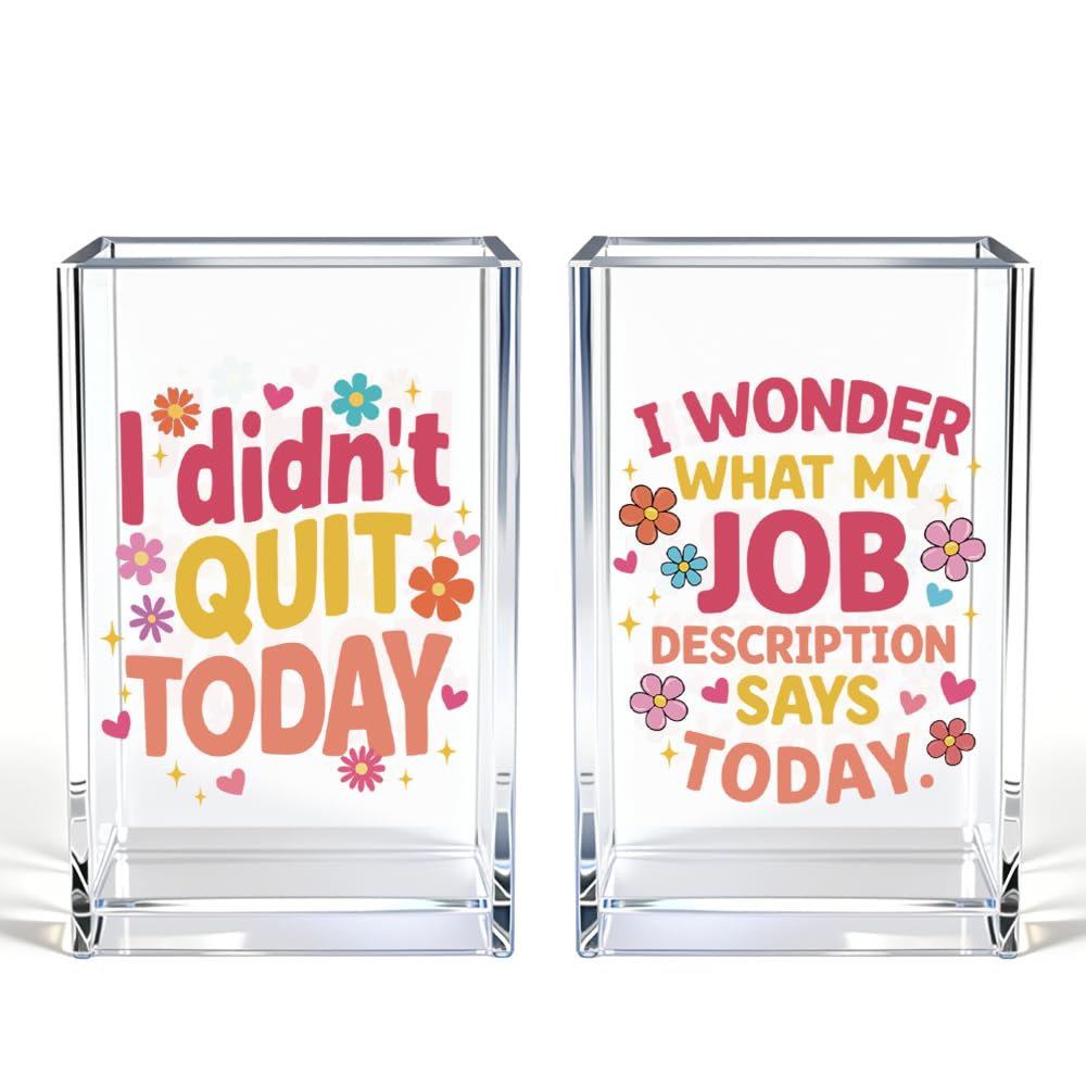 Vgrti I Didn't Quit Today Acrylic Pen Holder Cup Set 2, Cute Pencil Holder Desk Organizer, Funny Desk Accessories, Work Humor Gifts, Sarcastic Office Gifts for Women Coworkers Teachers Besties Nurses