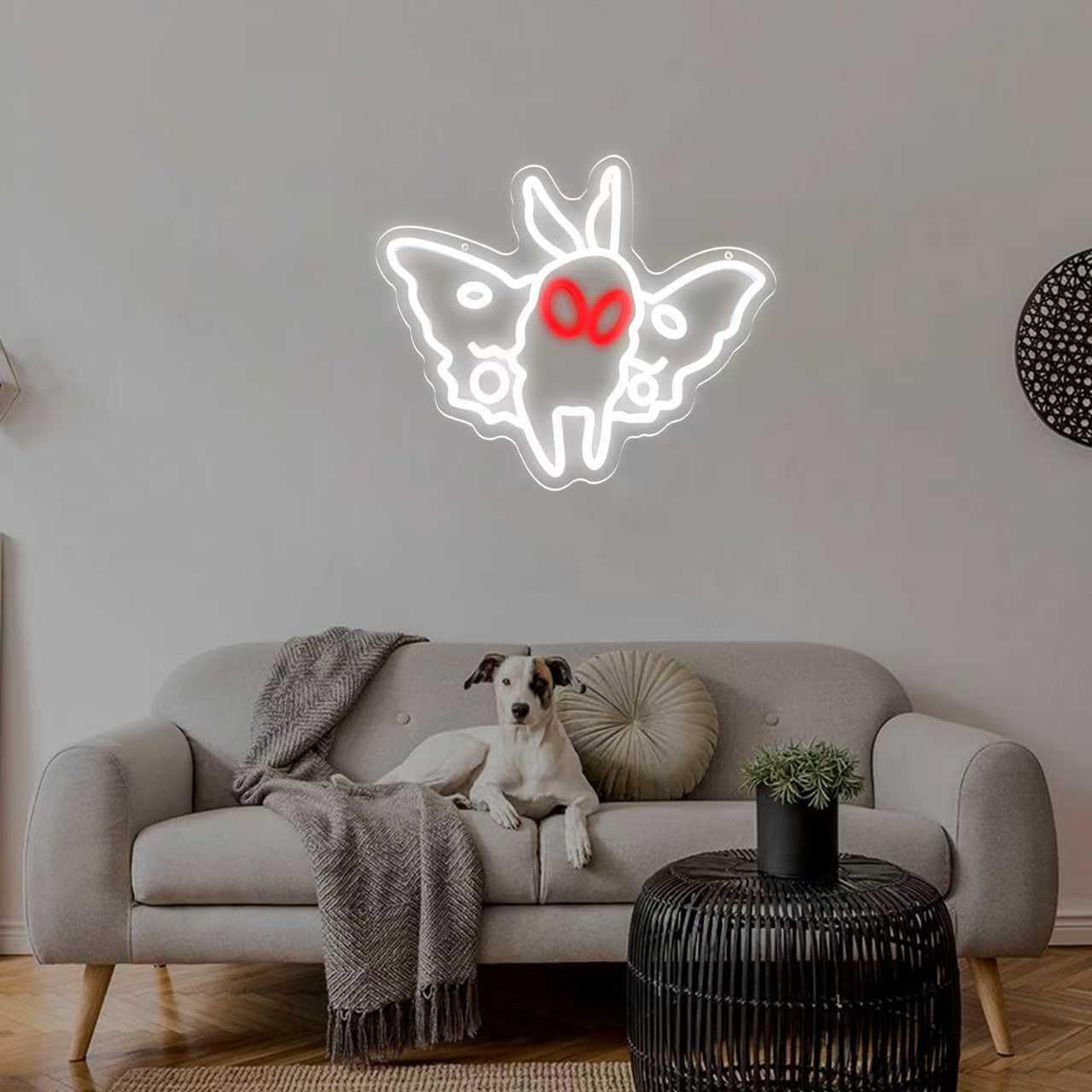 WLFLXG Mothman Neon Sign for Wall Decor, Dimmable Cryptid Led Neon Light for Kids Room Man Cave Decoration, USB Power Neon Lights for Bedroom Party Birthday Gifts