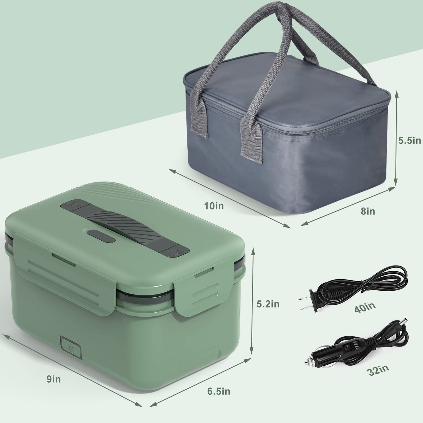 Electric Heated Lunch Box for Car Truck Home 1.8L 100W Portable Food Warmer with 12V/24V/110V/220V Hot Meal for Work Travel Jobsite Camping Christmas Gifts White Elephant Gifts for Adults/Men/Woman