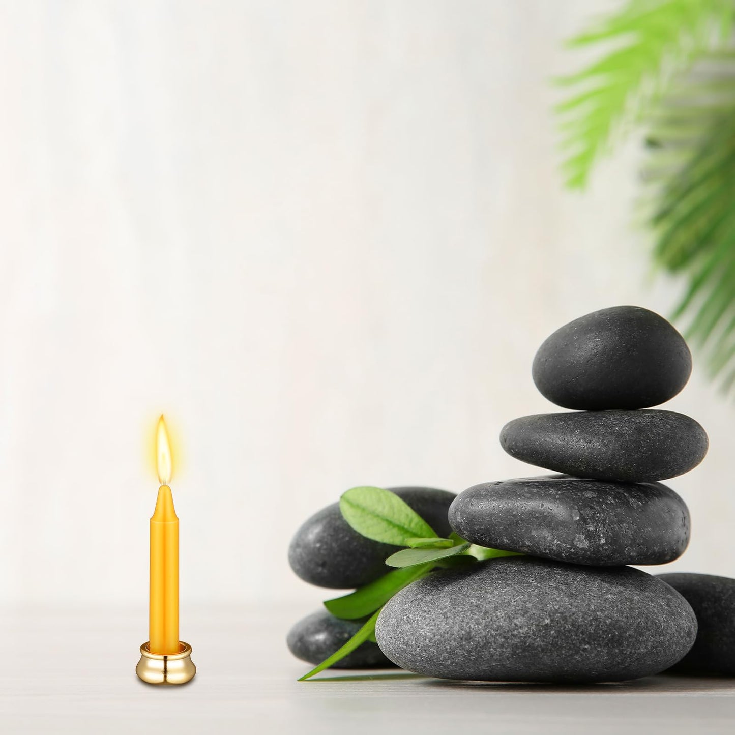 Threlaco 52 Pcs 30 Minute Mindful Meditation Candle Bulk Mini Taper Chime Candles Ritual with Brass Taper Holder Canvas Bag Prayer Gift for Yoga Relaxation Spiritual Reflection (Classic Color)