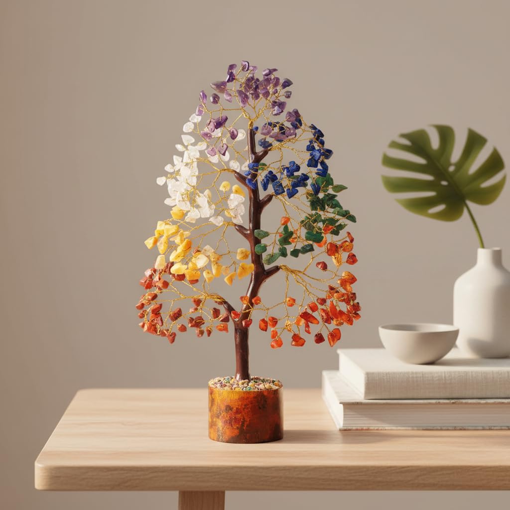 ZAICUS 7 Chakra Crystal Tree of Life Money Tree for Home Decor, Gemstone Birthday Gifts for Women, Friends, Mom, Sister, Wife, Gift for Her, Living Room Bedroom Shelf Decor, Housewarming Unique Gift