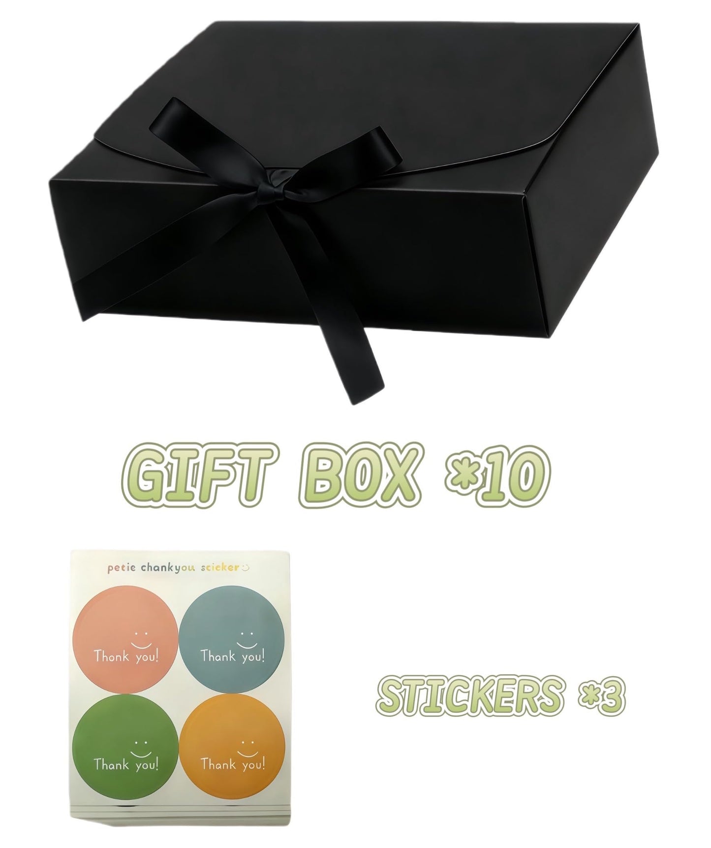 Treelement 10Pcs Black Gift Boxes with Lids,10.6×7.8×3.1 Inch Bridesmaid Proposal Boxes with Ribbons and Stickers for Wedding Gifting,Birthday,Party Favors，Baby Shower,Return Gifts