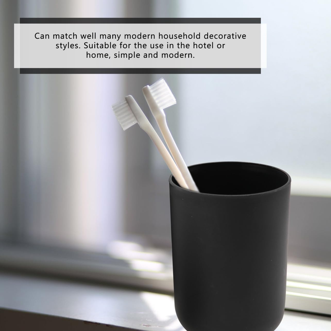 OUNONA Bathroom Wash Supplies Set Matte Black Household Washing Cup Kit with Toothbrush Holder and Mouthwash Cup and Portable Bathroom Accessories for Daily Use
