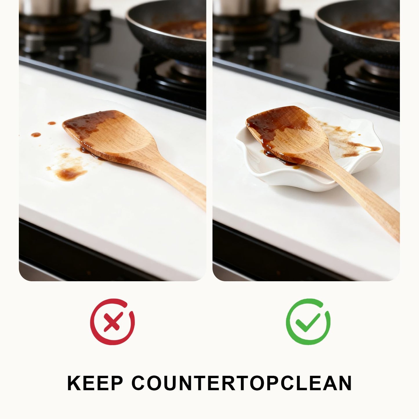 Cooking Temperatures Chart Large Spoon Rest for Kitchen, Ceramic Heat Resistant Utensil Holder for Stove Top, Funny Gift for Cooking Lovers Chirstmas Housewarming Present, 5.8 Inches