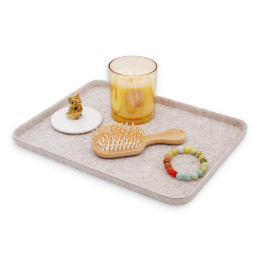 Welaxy felt tray Lid for Storage Bins Drawer Organizer bin cap of box (M, Oatmeal Lid)
