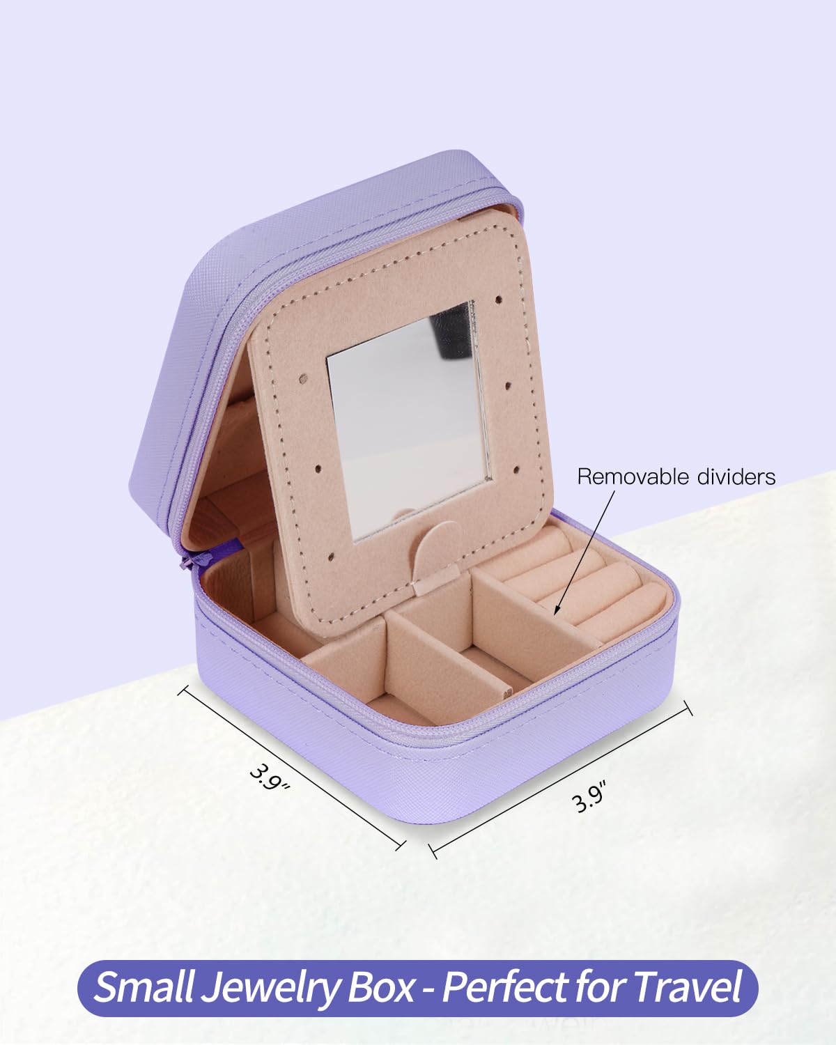 Uygafly Travel Jewelry Case - Personalized Jewelry Box for Women,Small Jewelry Organizer Cute Jewelry Organizers and Storage Aesthetic,Travel Essentials Birthday Gifts for Girls Women | Lavender,L