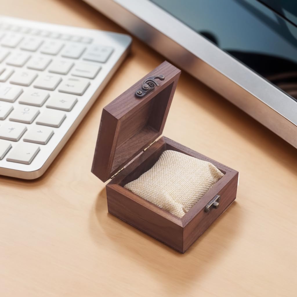 LONMAIX Walnut Wood Box for Crafts, Jewelry Box and watch box Wooden Keepsake Box Gift (Walnut)