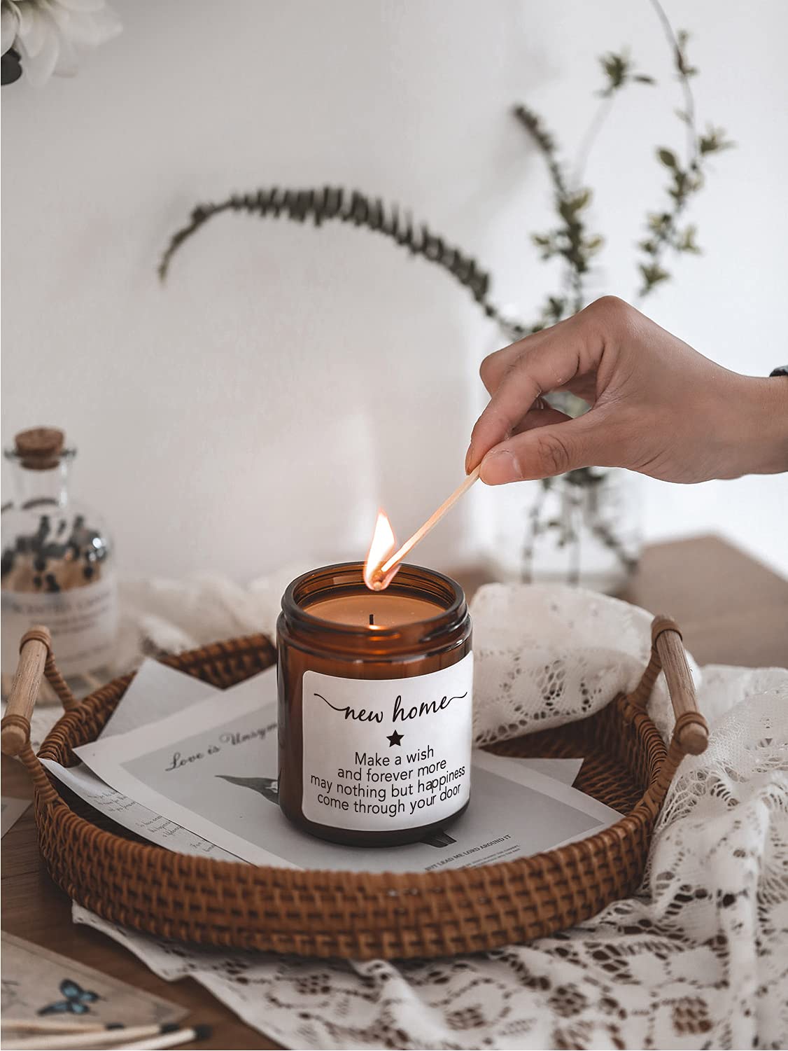 House Warming Gifts New Home,New Home Candle,Gifts for Women,House Warming Gift for Women and Men,Gift for Home Buyers,New Homeowner,Sandalwood & Rose Scented Candle,7oz