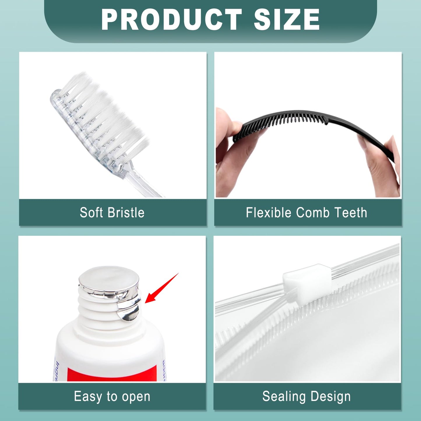 50 Sets Personal Hygiene Kit Bulk, Disposable Toothbrushes with Toothpaste Floss Comb Soap Cover Shampoo Body Wash and Vanity Kit, Toiletry Kits Homeless Supplies Bulk for Women,Men,Travel,Homeless