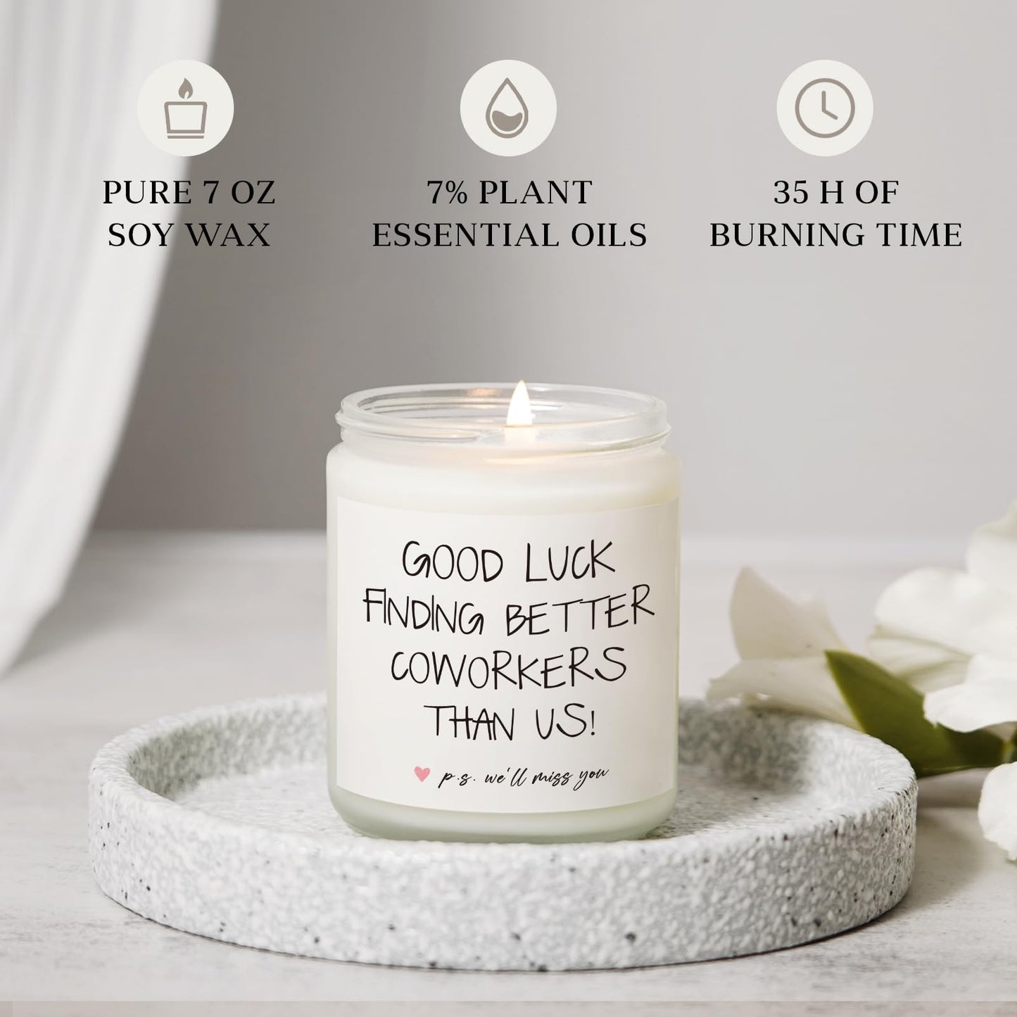 BAUBLEDAZZ Coworker Leaving Gifts for Women - Handmade Lavender Soy Wax Candle(7oz)- Funny Going Away, Goodbye, Farewell Gifts for Coworkers, Boss, Men, Women, Friend