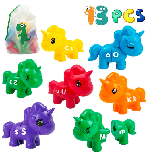 XDZXLBY Alphabet Learning Toys, Unicorn Color Matching Letter Game for Toddlers,Montessori Fine Motor Skills Preschool Learning Toys for 2 3 4 Years Old (13Pcs Unicorn)