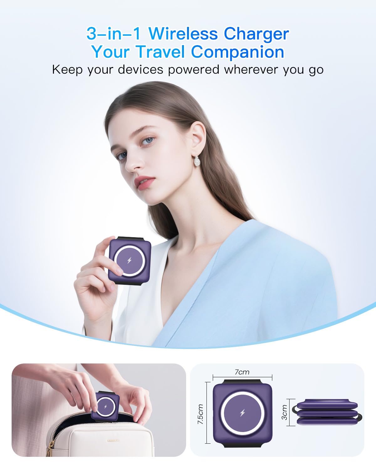 Iseyyox Charging Station for Mag Safe Apple - 3 in 1 Magnetic Foldable Wireless Charger Pad - Travel Charging Mat for iPhone 17 16 15 14 13 12 Pro Max Plus Watch & Airpods