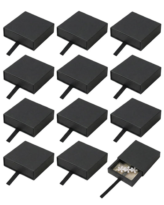 Zitonyang Small Gift Boxes, 12 Pack Floating Display Case Jewelry Gift Boxes Floating Frame Display Stand, Small Jewelry Box Necklace Gift Box For Bracelets Earrings Necklaces Jewelry (Black)