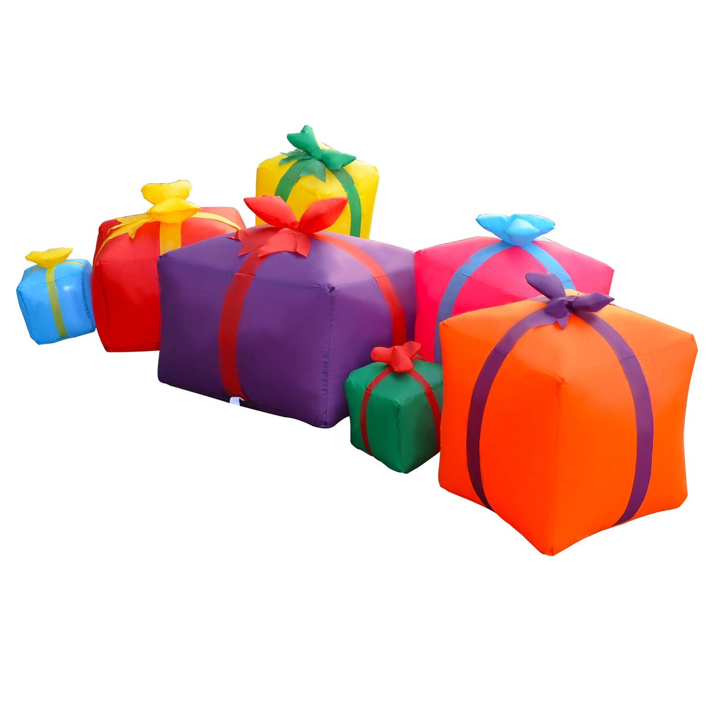 SEASONBLOW 6 Ft LED Light Up Inflatable Christmas 7 Gift Boxes Lantern Decorations for Indoor Outdoor Yard Garden Lawn Holiday Party