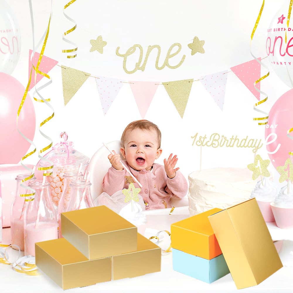 NEWSNOW 10 Pack Gift Boxes, 9 x 6 x 3 inches，For Bridesmaid Proposal Boxes, Premium Gift Boxes, Wedding Present, Holiday, Birthday Party Favor and Christmas (Gold)