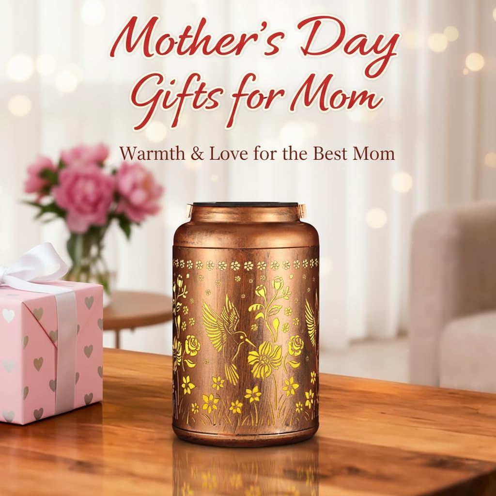 Solar Lanterns Outdoor Waterproof Hummingbird Garden Decor Gifts for Women Mom Grandma Hanging Solar Lights Metal Solar Decoration Outside for Yard, Patio, Backyard, Porch