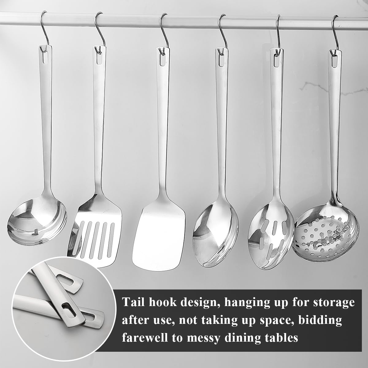 Evanda Kitchen Utensils Set 6pcs, Stainless Steel Cooking Utensils Set, Heavy Duty Kitchen Tools Spatulas Set, Home Essentials Kitchen Gadgets Accessories