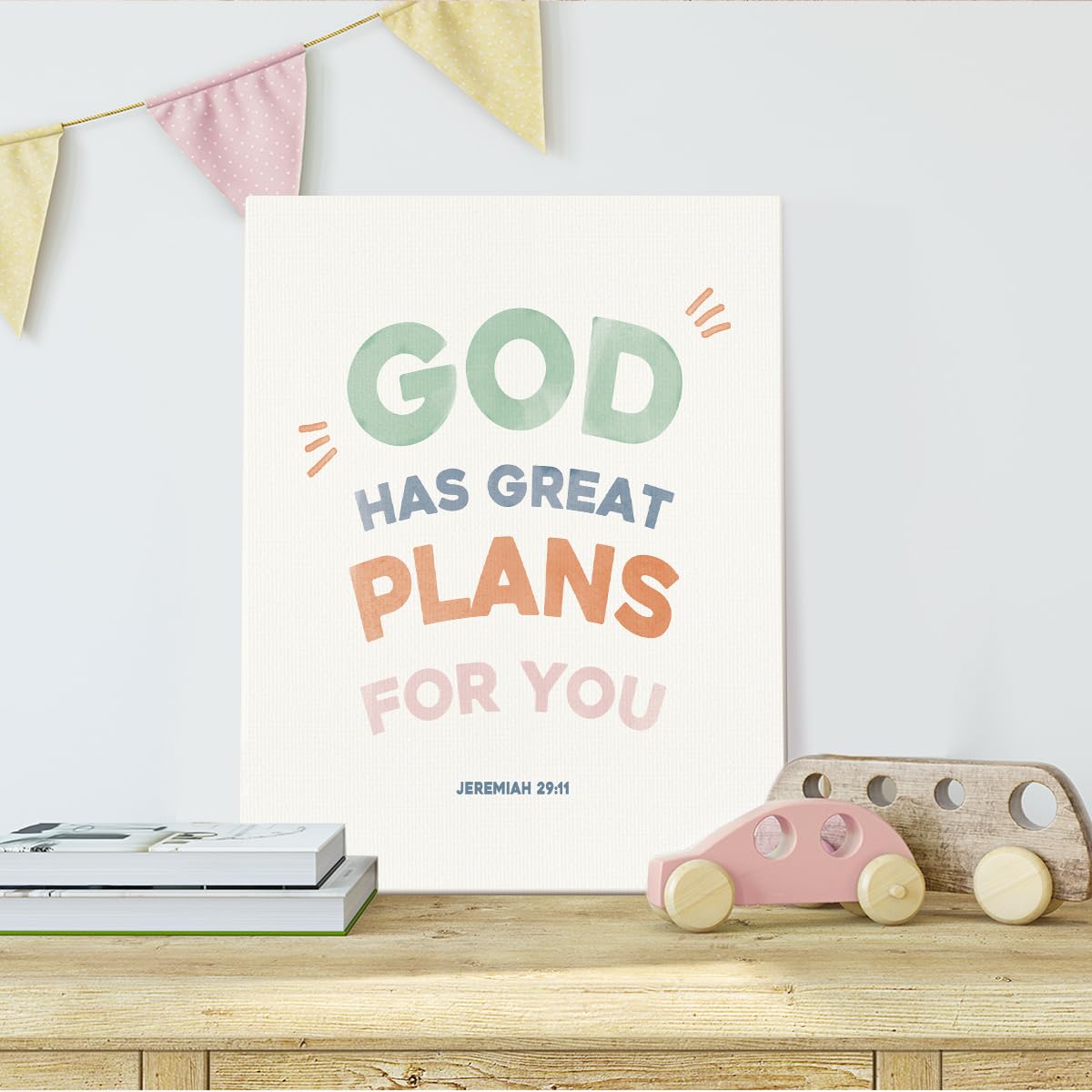 SZERE Bible Christian Boho Canvas Art Decor Posters Prints,Inspirational Bible Verses Room Bedroom Bathroom Playroom Dorm Classroom Canvas Wall Decor Aesthetic for Nursery Kids Teen Girls Gifts,God Has Great Plans For You,11x14 Inch Set of 4 Pcs Christian