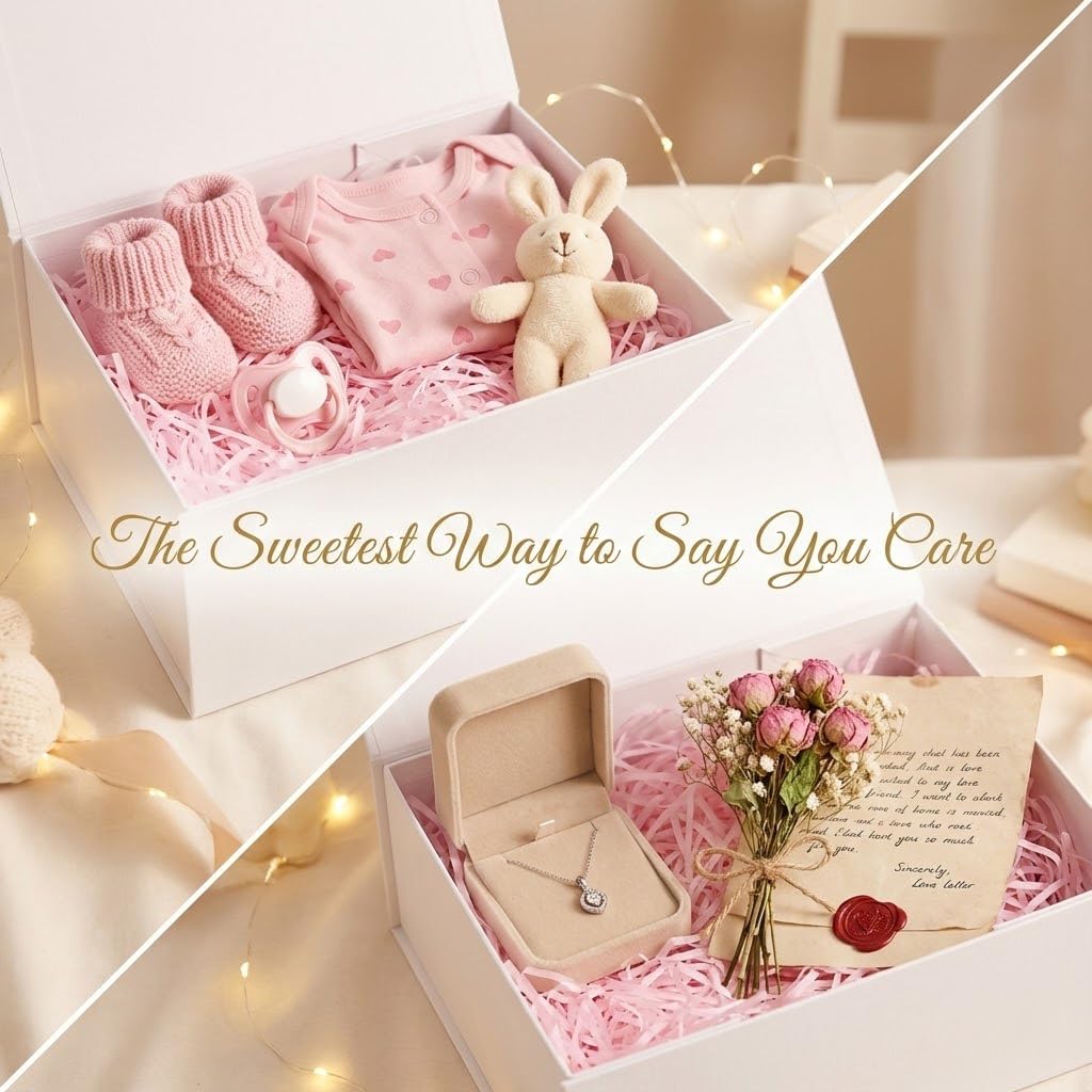 Rsgift White Gift Box with Lids,9.7x7.2x3.3 Inch Gift Boxes for Presents,Magnetic Closure boxes for Wedding,Birthday,Graduation Packaging