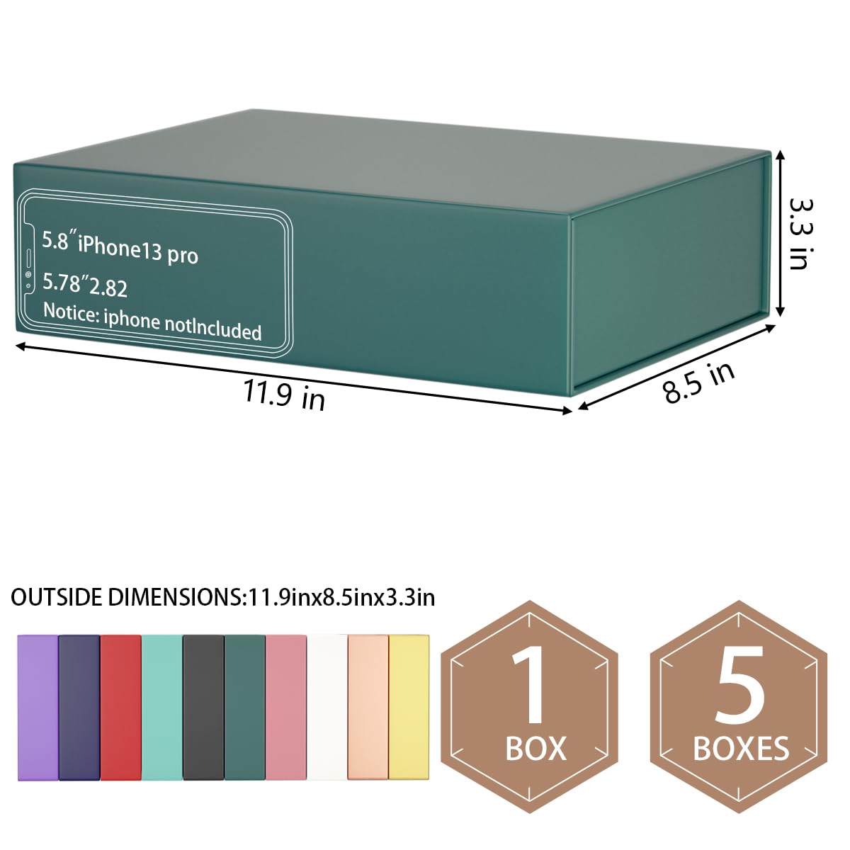 Green Gift Box 11.9" x 8.5" x 3.3" with Magnetic Closure Lid Gifts Boxe for Presents,Bridesmaid Gift Boxes,Cute Box,Birthday Gifts Boxe,Luxury for Gift Packaging, Magnetic Gifts Boxes for Wrapping Gift