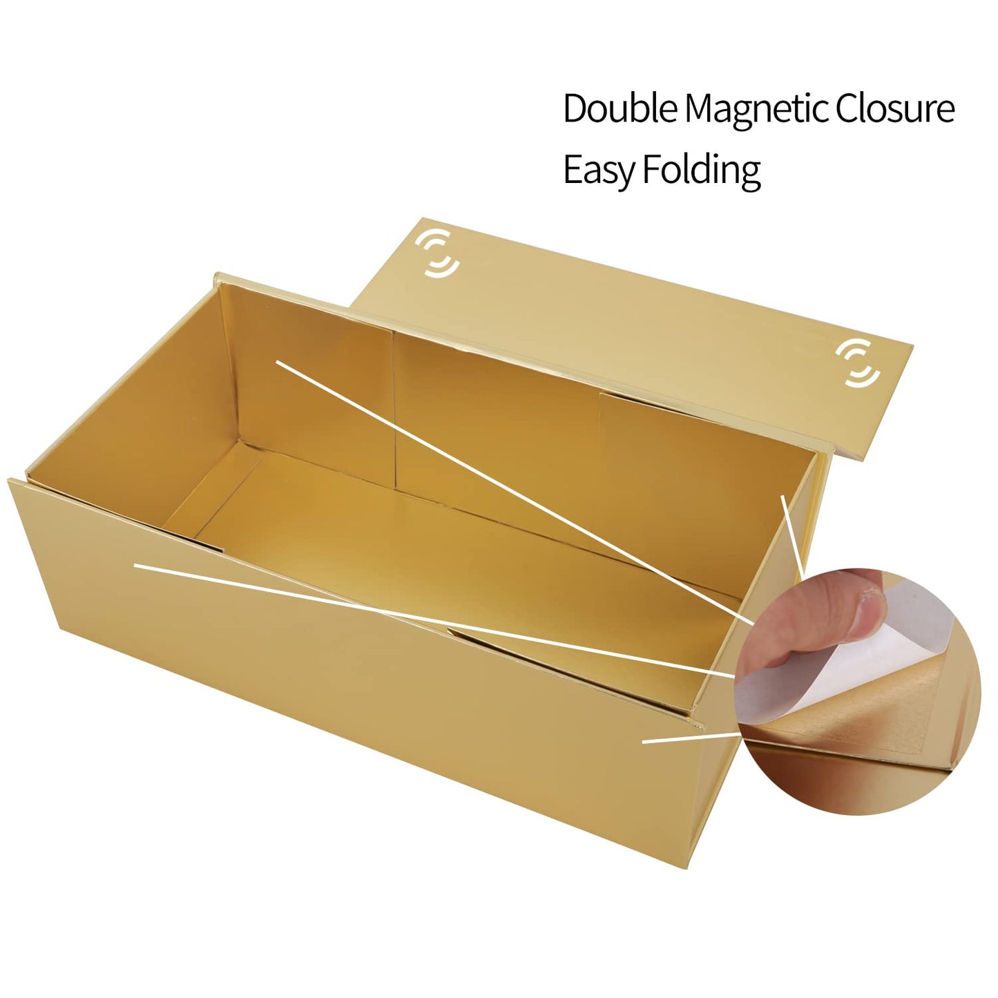 Gold Gift Box 10" x 6" x 3" with Magnetic Closure Lid Gifts Boxe for Presents,Bridesmaid Gifts Boxes,Cute Box,Birthday Gift Boxe,Luxury for Gifts Packaging, Magnetic Gift Boxes for Wrapping Gifts (Gold)