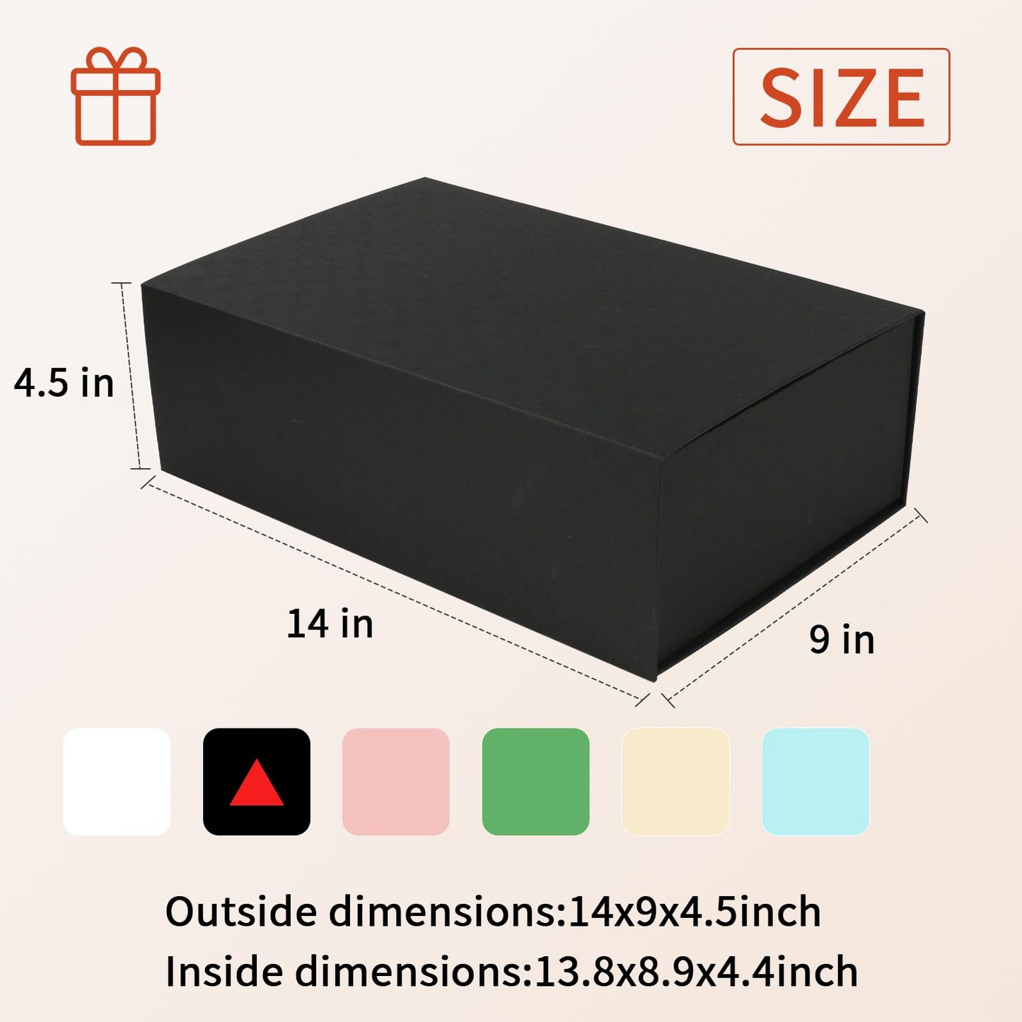 YINUOYOUJIA Large Black Gift Box14x9x4.5 inches,Gift Boxes with Magnetic Closure Lid,Ribbon and Card,Present Box for Birthady Valentine's Day Mother's Day Christmas,Anniversary