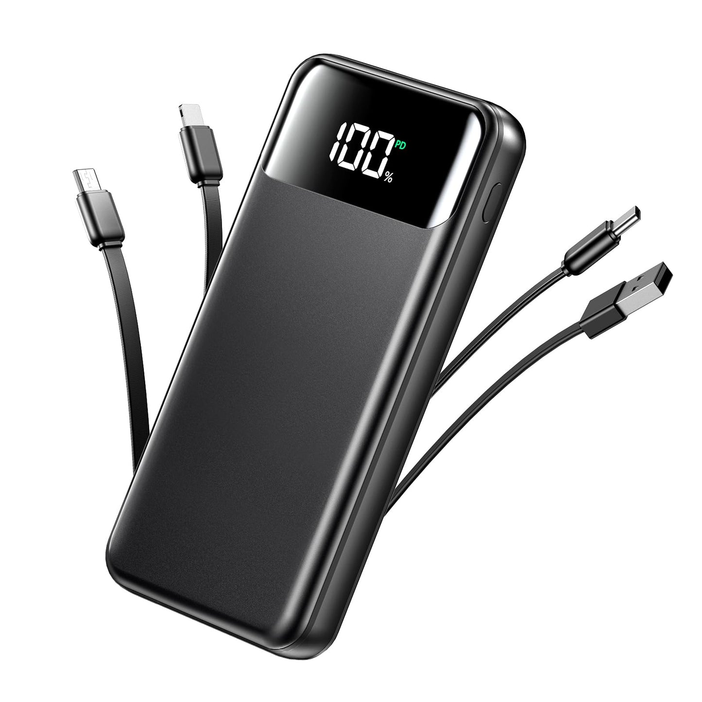 Portable Charger, 50000mAh Power Bank with Built in Cables, 22.5W Fast Charging Battery Pack, Portable Phone Charger for Travel Camping Essential,PowerBank Compatible with iPhone 17/16/15/14-Dark