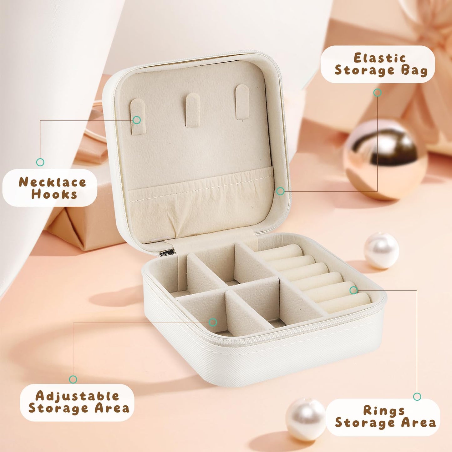 Mirrline 4 Pcs Travel Jewelry Case Small Jewelry Organizer Storage Box Mini Jewelry Travel Case for Women Girl Rings Earrings Necklaces Gifts - 4 Color