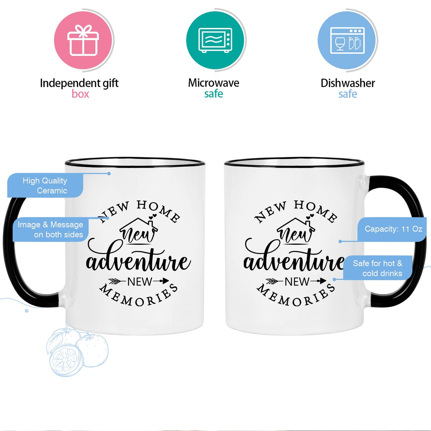 Cabtnca House Warming Gifts New Home, New Home Gift Ideas for Women Men Couple, Christmas Housewarming Gifts, Closing Gift for House Buyers, First Apartment Essentials, 11Oz Pack of 2