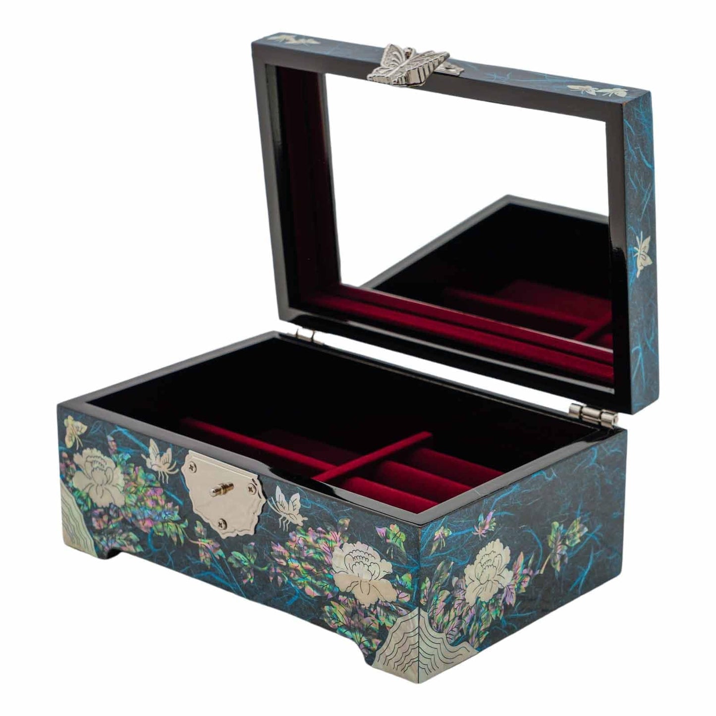 February Mountain Mother of Pearl Jewelry Organizer Box with Ring Tray - Gifts for Women Unique gift for women who have everything