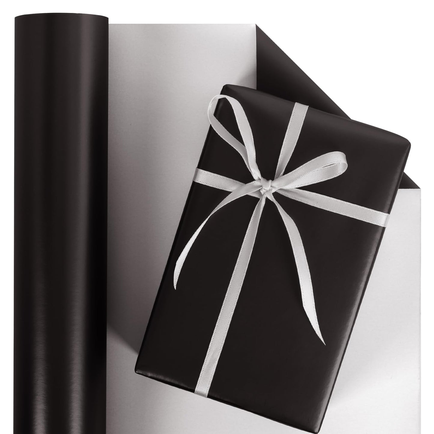 Aimyoo Black Metallic Wrapping Paper Roll - 17 Inches X 60 Feet, Matte Solid Black Color Paper for Birthday, Christmas, Wedding, Baby Shower, Holiday, Bridal Shower