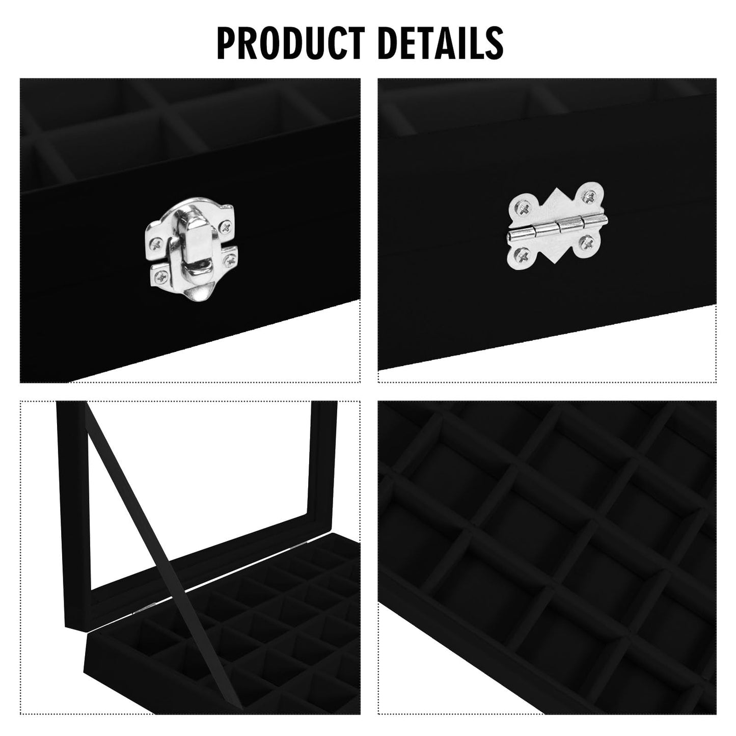 Vicoter Velvet Jewelry Tray 48 Compartments Jewelry Display Organizer with Transparent Cover Rings, Earrings, Necklaces, Pendants Storage Box for Girls, Wives, Mothers, Women