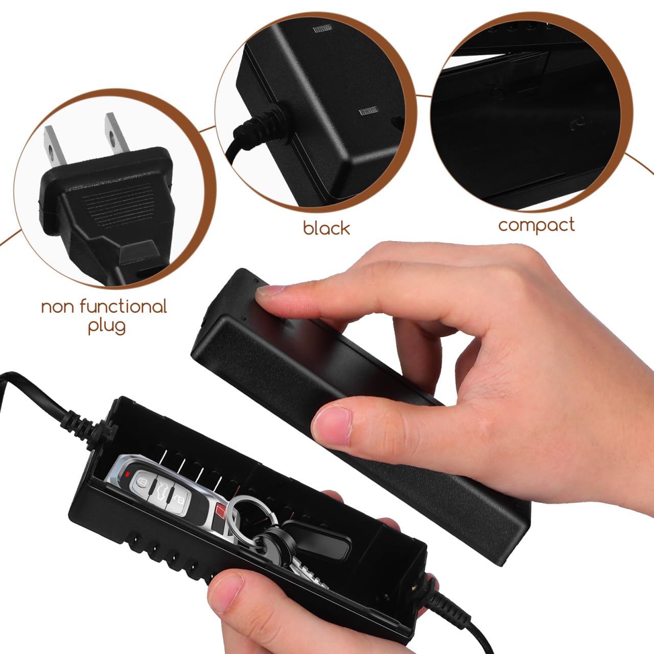 DOITOOL Fake Charger Secret Hiding Containers: Money Hider Safe Hidden Storage Box Cash Jewelry Money Storage Container Hider Safe Box for Travel, Home, Office (Black)
