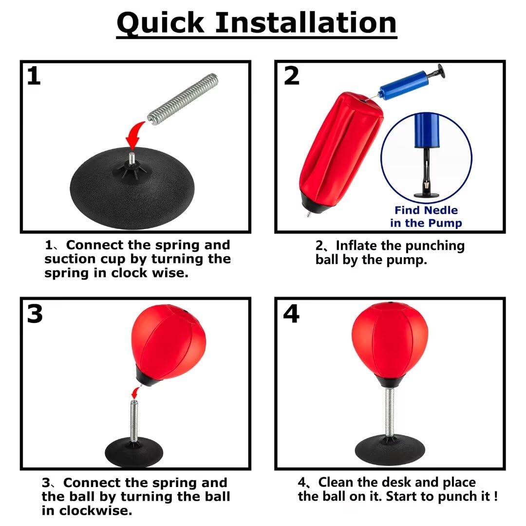 Stress Buster Desktop Punching Bag - Suctions to Your Desk, Raipoment Heavy Duty Stress Relief Ball, Funny Gifts for Boss or Coworker, Good Gift for Christmas Children