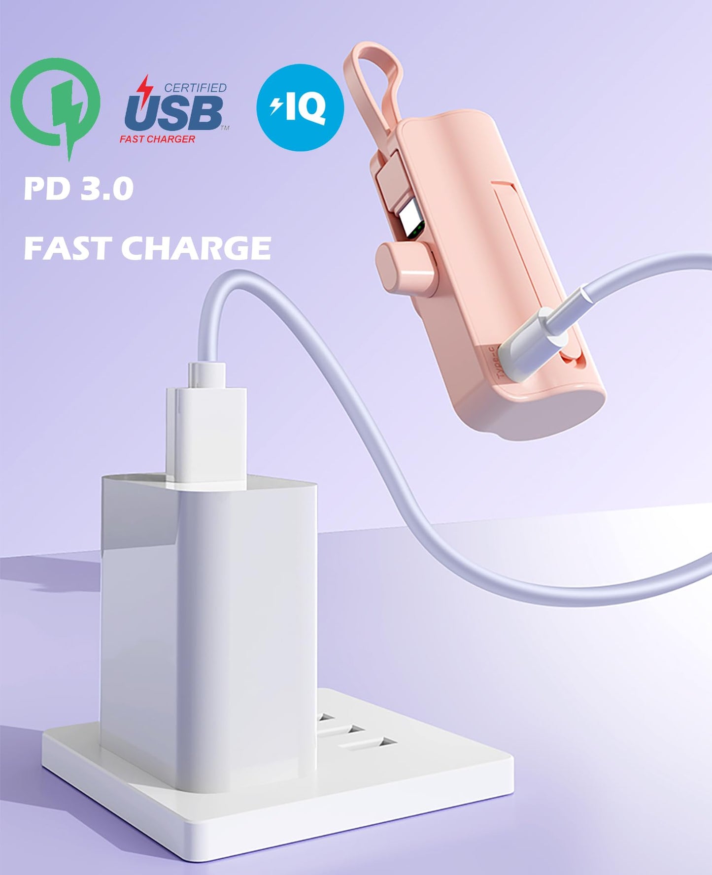 CooLuzer Mini Power Bank,Capsule Power Phone Charger 5500mAh,Portable Charger with Dual USB-C Ports for iPhone 17/16/15/15 plus/15 pro/15 pro Max/Android Phone/Samsung/Moto/LG etc (White)