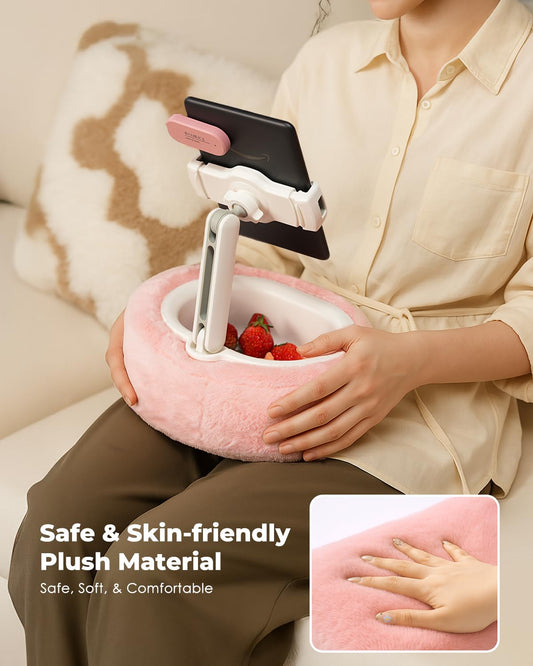 Viozon Tablet Pillow Stand,Kindle Pillow Stand, Compatible with 4-11" Tablet/Phone with Small Bowl, Kindle Holder Accessories,Idea for Reading and Video Watching On Bed,Pink