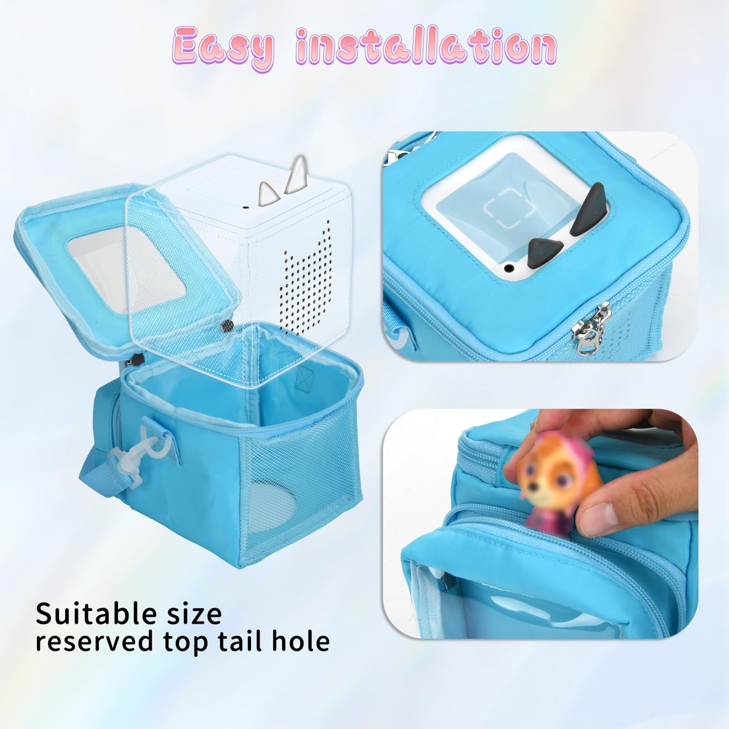 Beautyflier Carrying Case Compatible with Toniebox Starter Set and Tonies Figurines, Storage Bag Organizer for Toniebox 2 & Accessories, Tote Bag for Toniebox 1 Disney Tonies Figures (Blue)