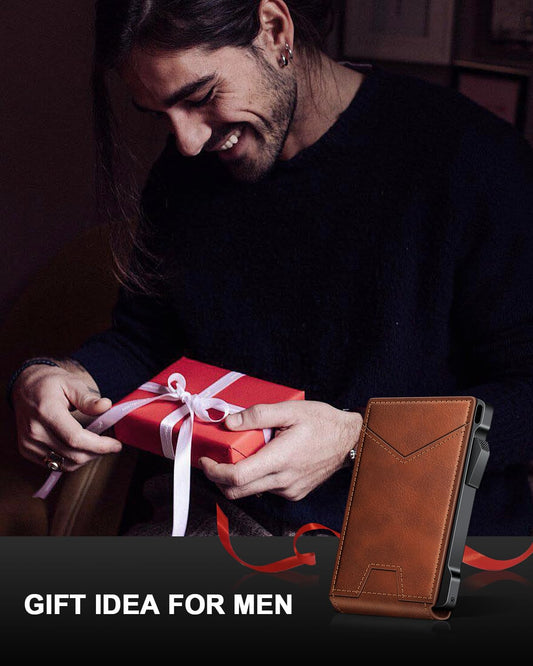 Wallet for Men RFID Wallet with 2 ID Windows & Money Clip, Slim Pop Up Card Holder for 10-12 Cards, Bifold Minimalist Smart Wallet for Front Pocket, Compact Metal Credit Card Holder, Gifts for Men