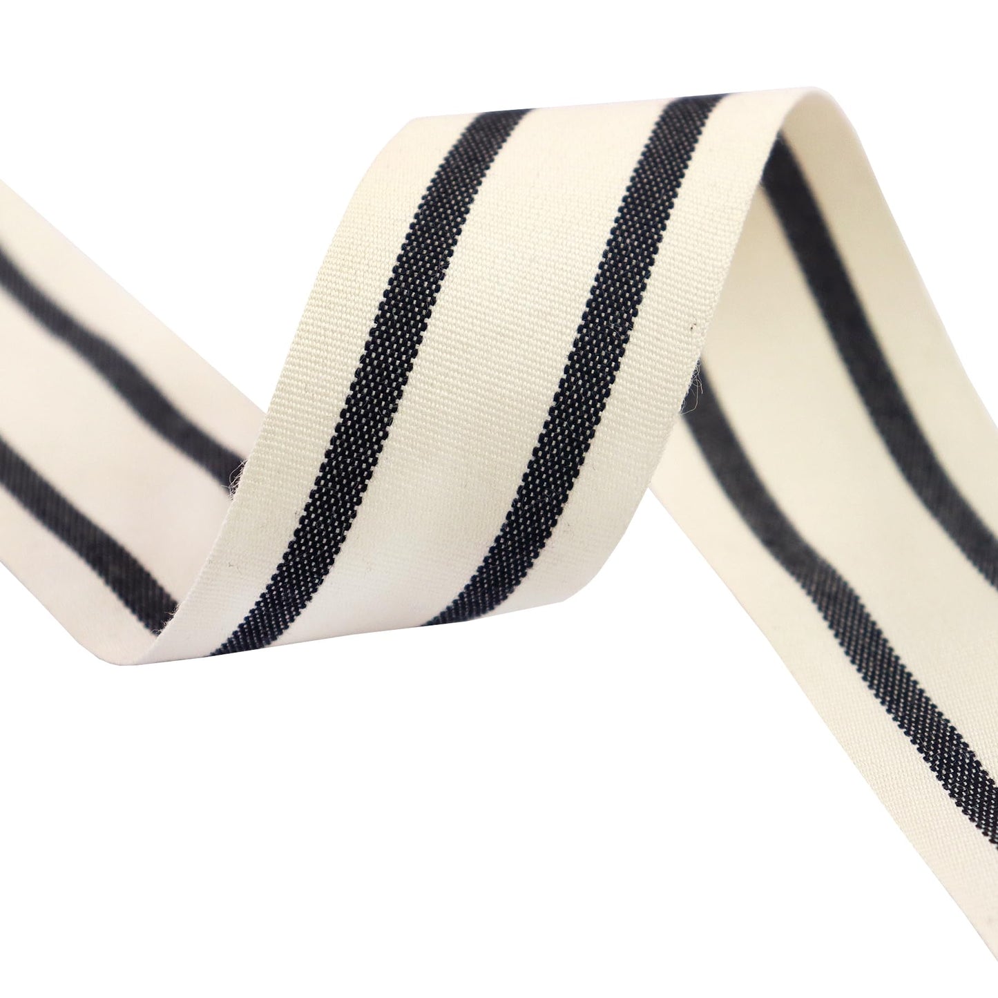 YERELO 10Yard/ Roll Set Cotton Stripe Ribbon Black and White Stripe Ribbons 1-1/2" for Christmas Tree Crafts,Wedding Wreath,Gift Wrapping,Decoration and DIY Handmade Hair Bows
