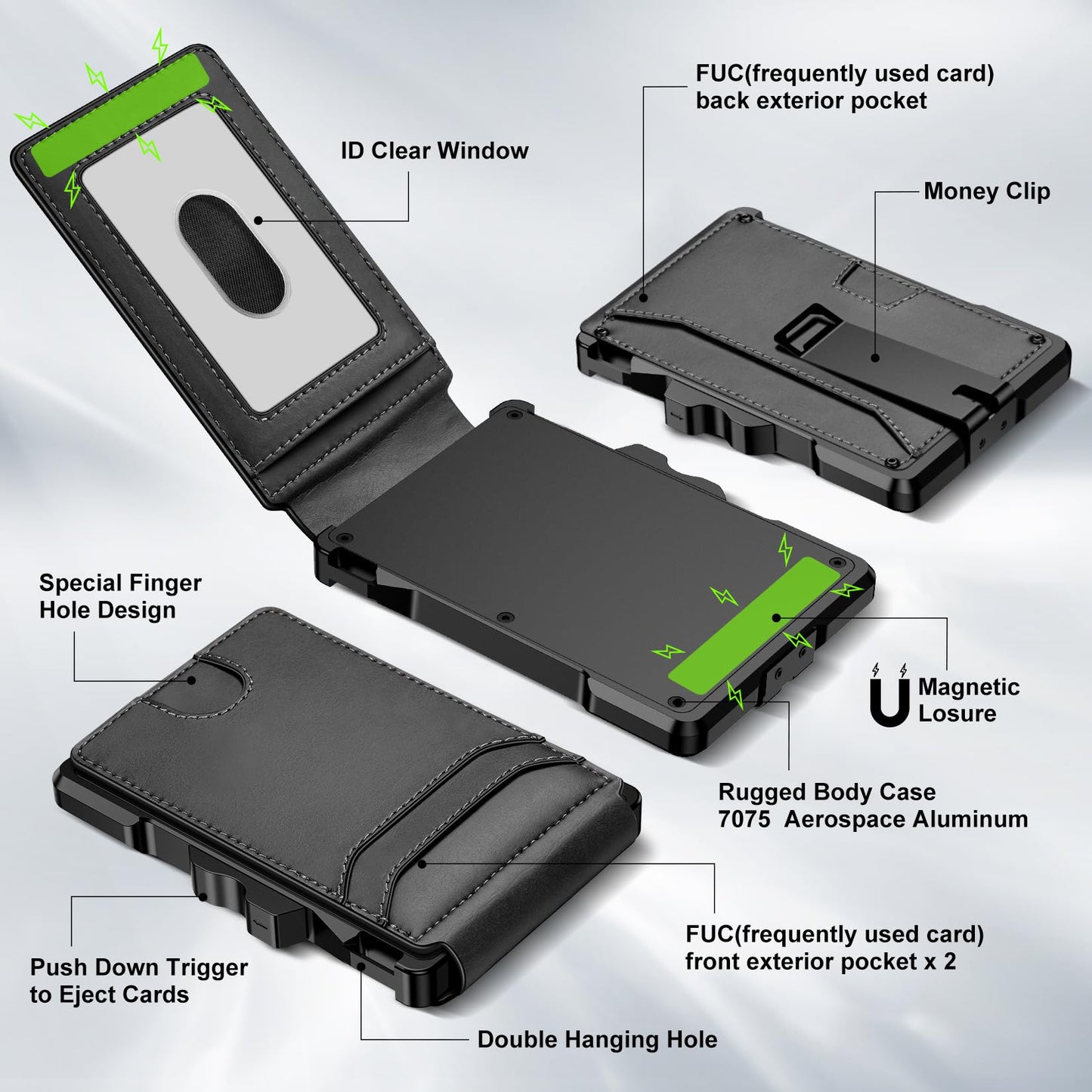 furid Smart Wallet For Men Slim: Rfid Minimalist Pop Up Wallets with Money Clip Metal Credit Card Holder - Gifts for Husband Father at Birthday Anniversary